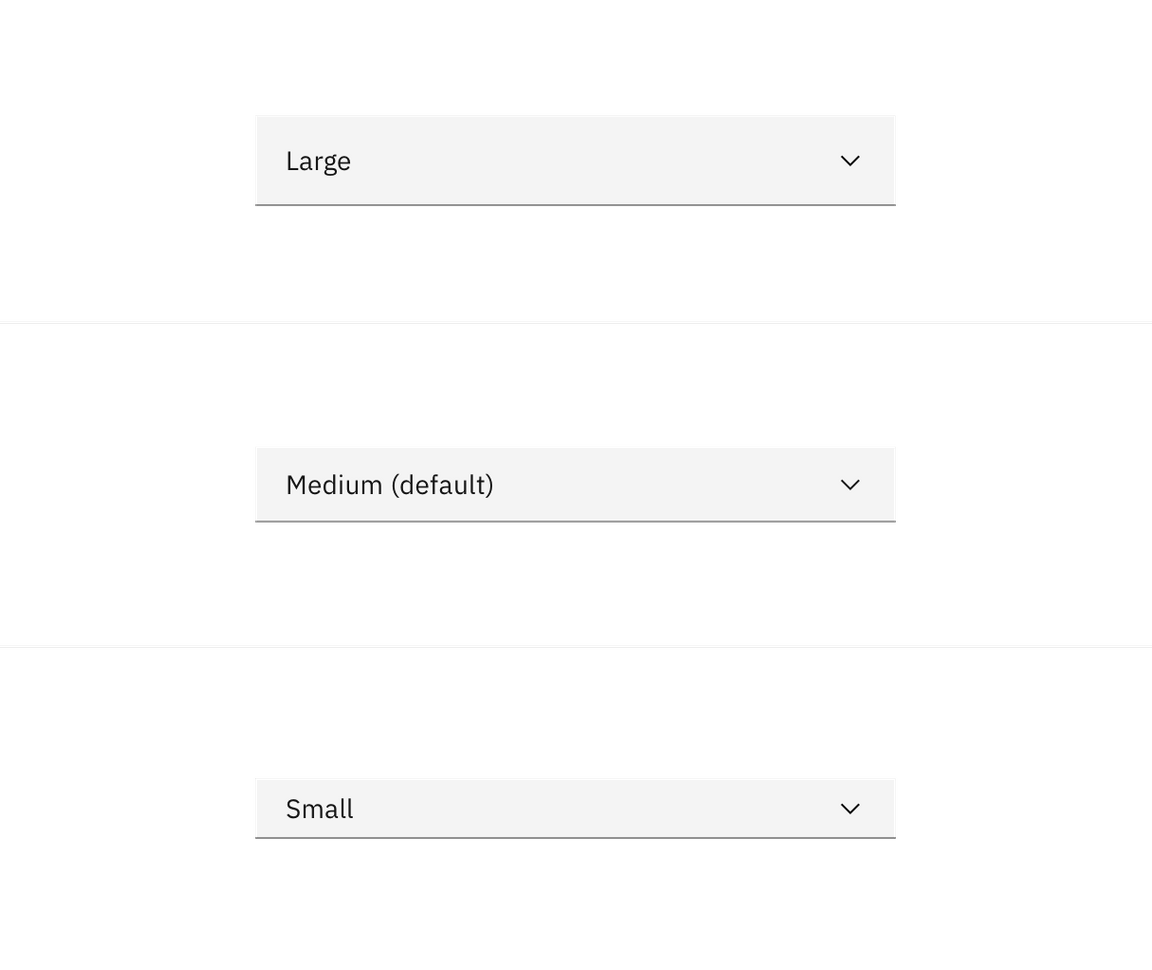 Dropdown sizes